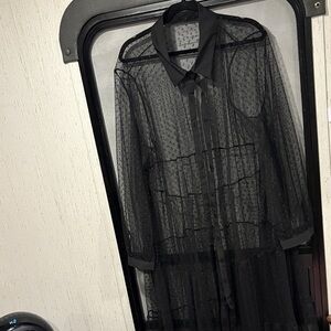 SHEIN Black Sheer Tunic Top